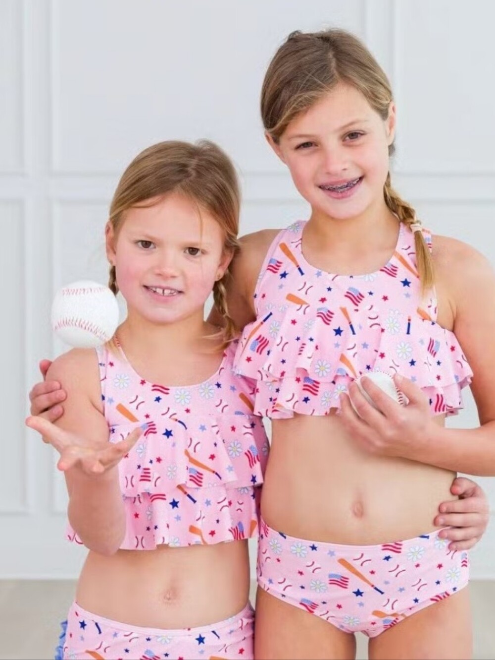 Ruffle Butts Pink Patriotic Ruffle Two-Piece Bikini